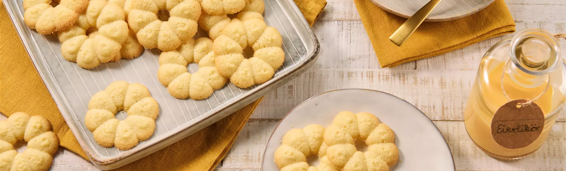 Eierlikörplätzchen aus der Gebäckpresse