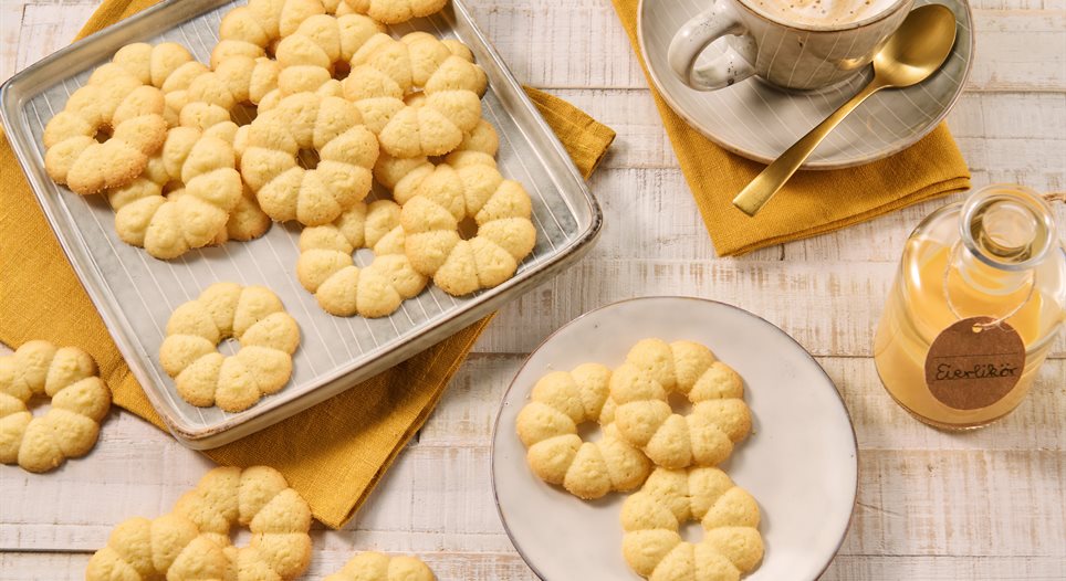 Eierlikörplätzchen aus der Gebäckpresse