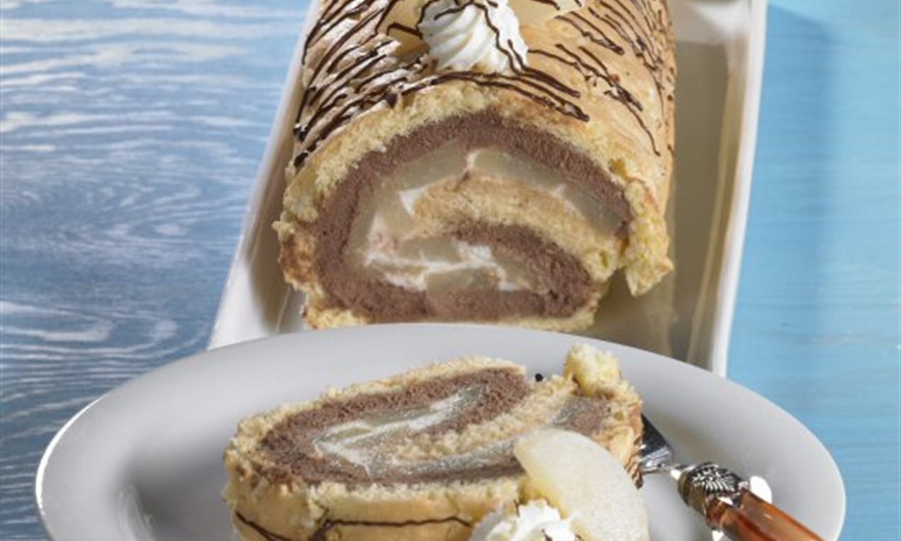 Biskuitrolle Birne Helene Rezept | Dr. Oetker